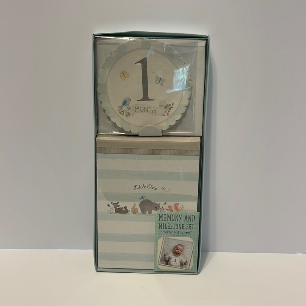 Baby Memory & Milestone Set Critters Photo Album & Belly Stickers NIB